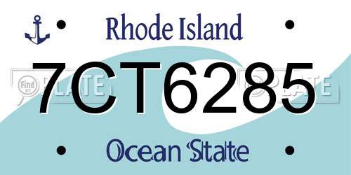 7CT6285 Rhode Island License Plate