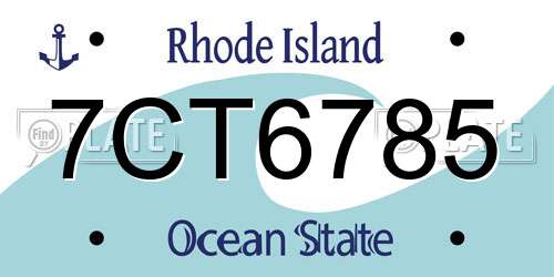7CT6785 Rhode Island License Plate