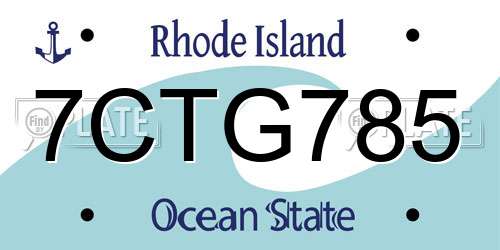 7CTG785 Rhode Island License Plate
