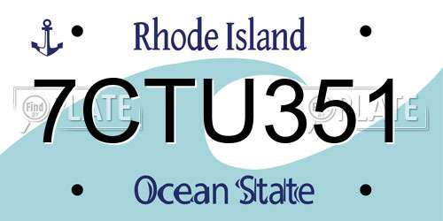 7CTU351 Rhode Island License Plate