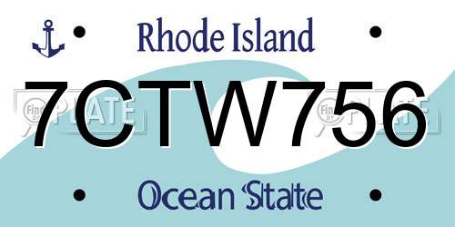 7CTW756 Rhode Island License Plate