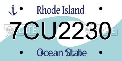 7CU2230 Rhode Island License Plate