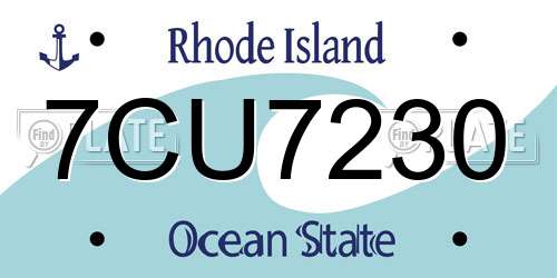 7CU7230 Rhode Island License Plate
