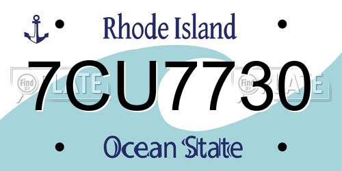 7CU7730 Rhode Island License Plate