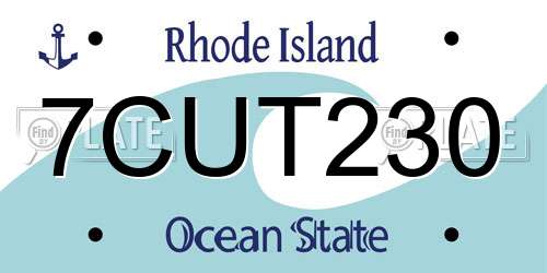 7CUT230 Rhode Island License Plate