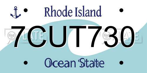7CUT730 Rhode Island License Plate