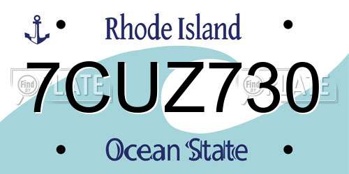 7CUZ730 Rhode Island License Plate