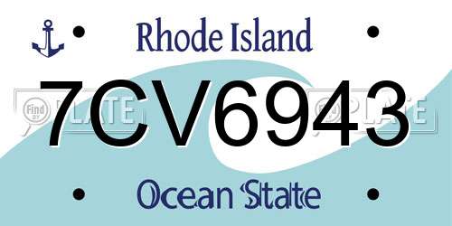 7CV6943 Rhode Island License Plate