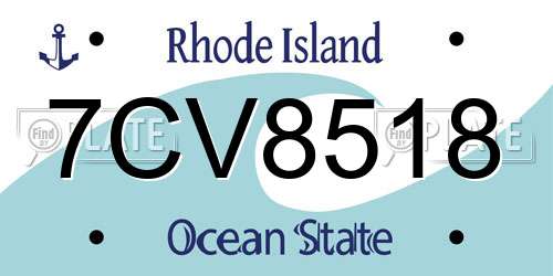 7CV8518 Rhode Island License Plate