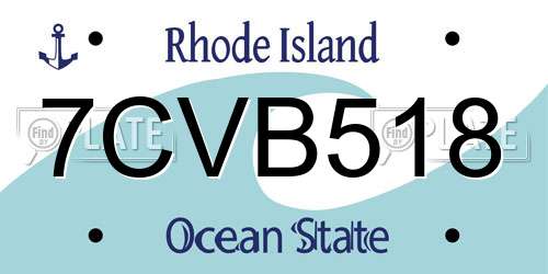 7CVB518 Rhode Island License Plate