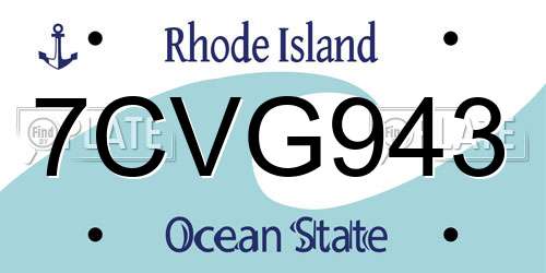 7CVG943 Rhode Island License Plate
