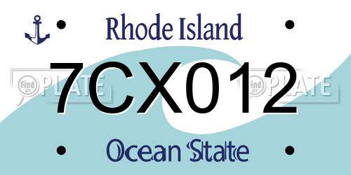 7CX012 Rhode Island License Plate