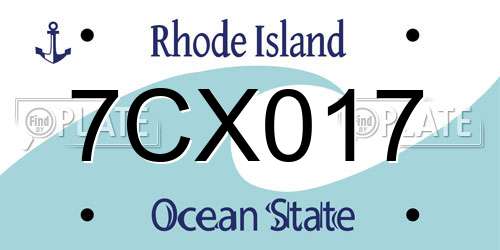 7CX017 Rhode Island License Plate
