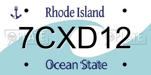 7CXD12 Rhode Island License Plate