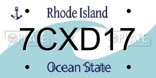 7CXD17 Rhode Island License Plate