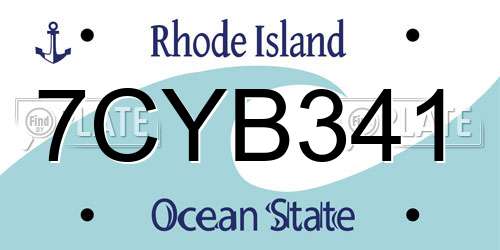 7CYB341 Rhode Island License Plate
