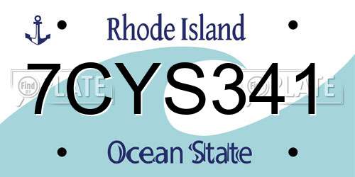 7CYS341 Rhode Island License Plate