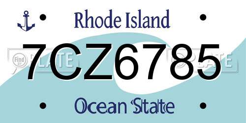 7CZ6785 Rhode Island License Plate