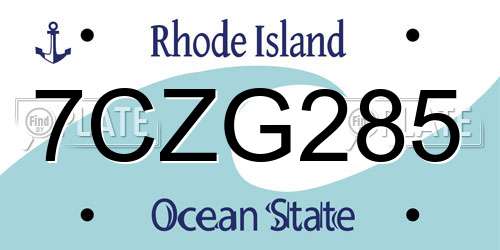 7CZG285 Rhode Island License Plate