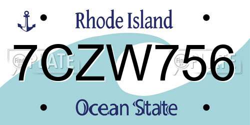 7CZW756 Rhode Island License Plate