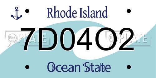 7D04O2 Rhode Island License Plate