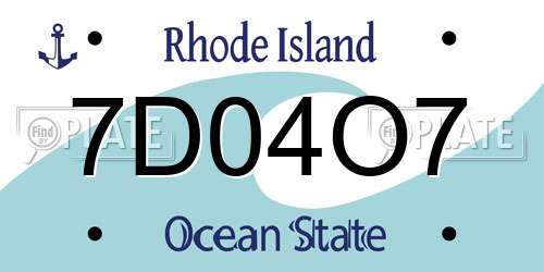 7D04O7 Rhode Island License Plate
