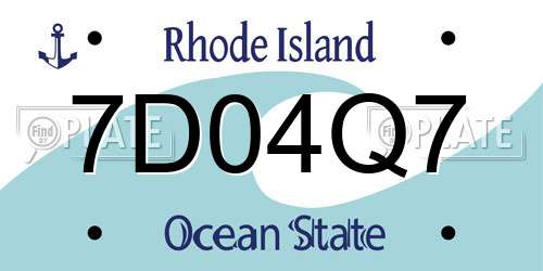 7D04Q7 Rhode Island License Plate