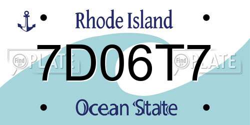 7D06T7 Rhode Island License Plate