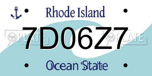 7D06Z7 Rhode Island License Plate