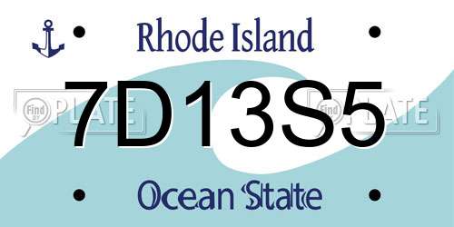 7D13S5 Rhode Island License Plate
