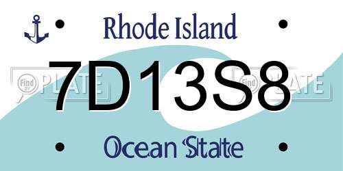7D13S8 Rhode Island License Plate