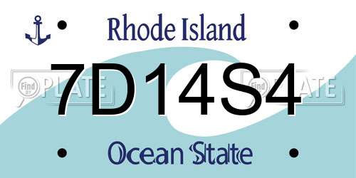 7D14S4 Rhode Island License Plate