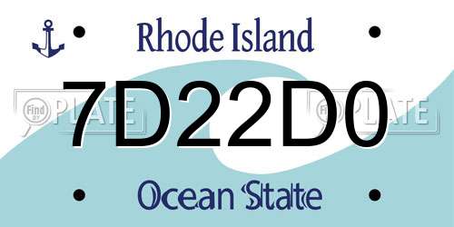 7D22D0 Rhode Island License Plate