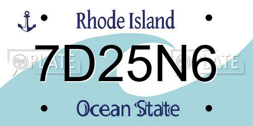 7D25N6 Rhode Island License Plate