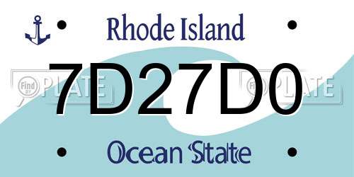 7D27D0 Rhode Island License Plate
