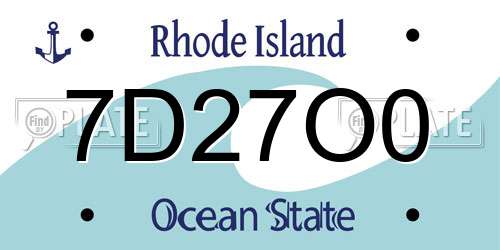 7D27O0 Rhode Island License Plate