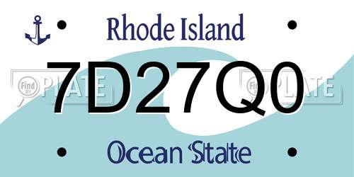 7D27Q0 Rhode Island License Plate