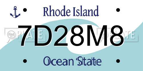 7D28M8 Rhode Island License Plate