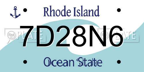 7D28N6 Rhode Island License Plate