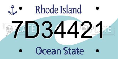 7D34421 Rhode Island License Plate