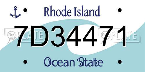 7D34471 Rhode Island License Plate