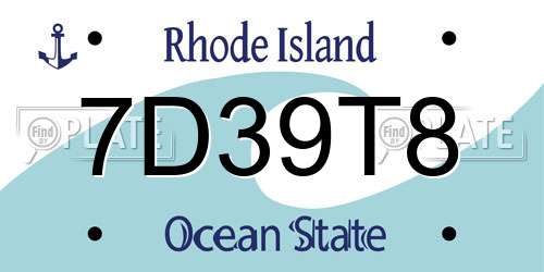 7D39T8 Rhode Island License Plate