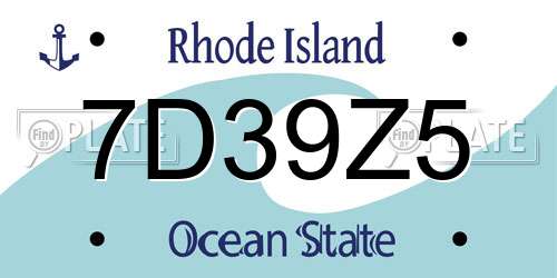 7D39Z5 Rhode Island License Plate