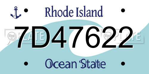 7D47622 Rhode Island License Plate