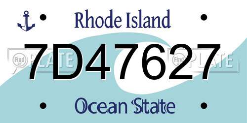 7D47627 Rhode Island License Plate