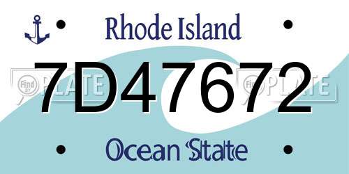 7D47672 Rhode Island License Plate
