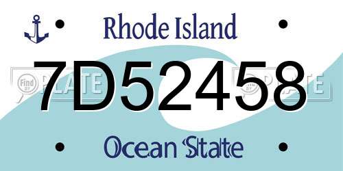 7D52458 Rhode Island License Plate
