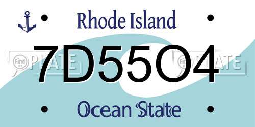 7D55O4 Rhode Island License Plate