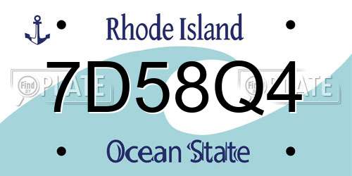 7D58Q4 Rhode Island License Plate
