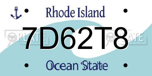 7D62T8 Rhode Island License Plate